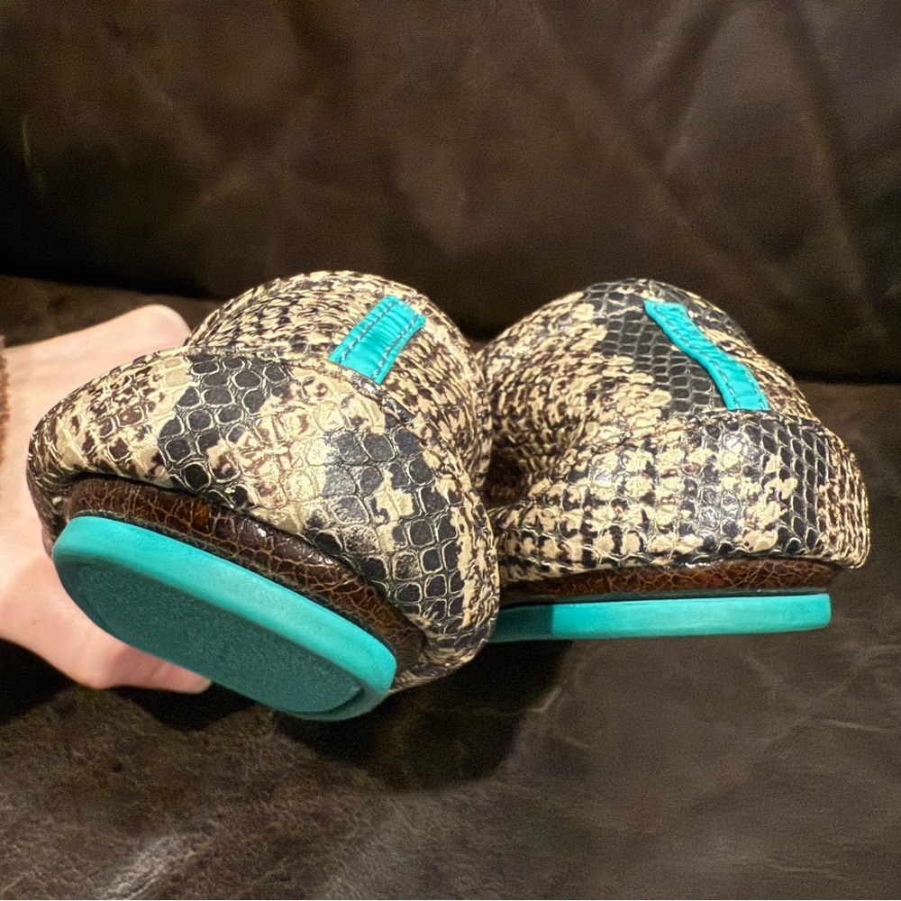 Tieks Snakeskin Flats with Teal Detail - Picture 5 of 7